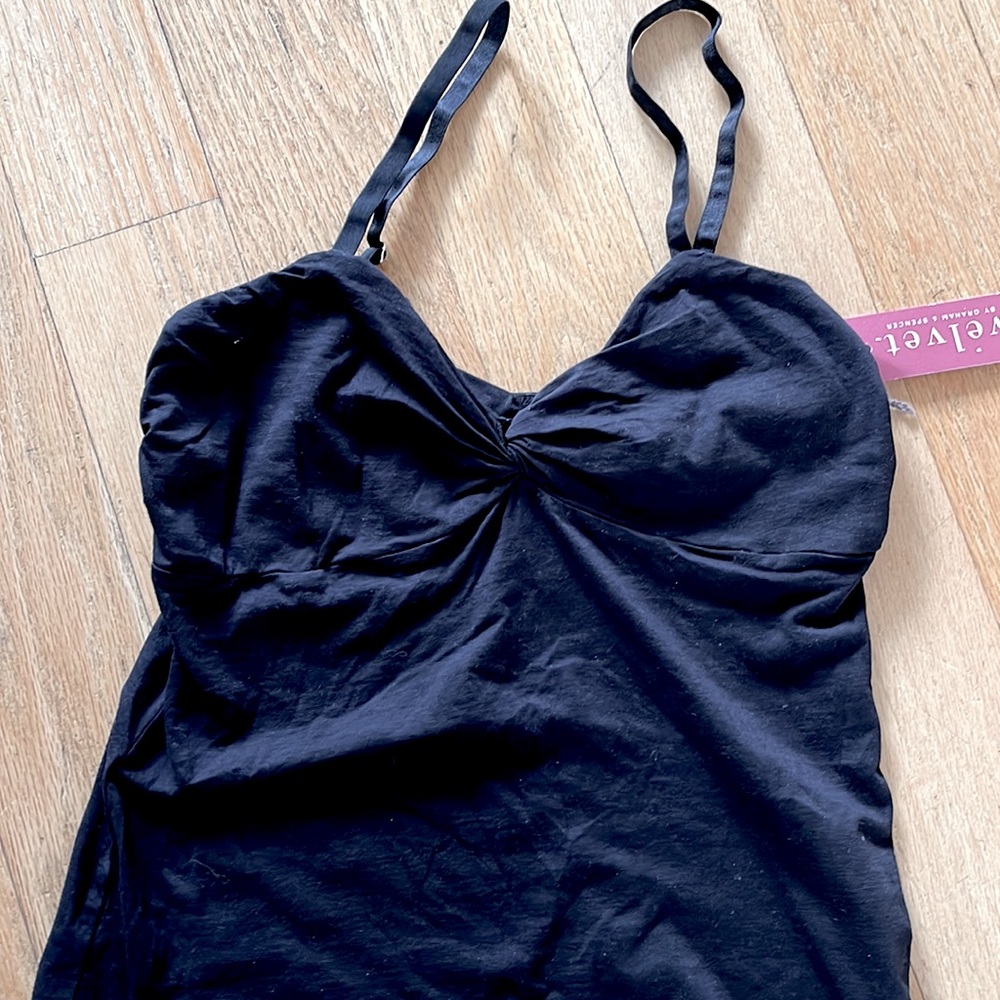 Velvet by Graham & Spencer Black Cross Bodice Camisole Top, size S NWT